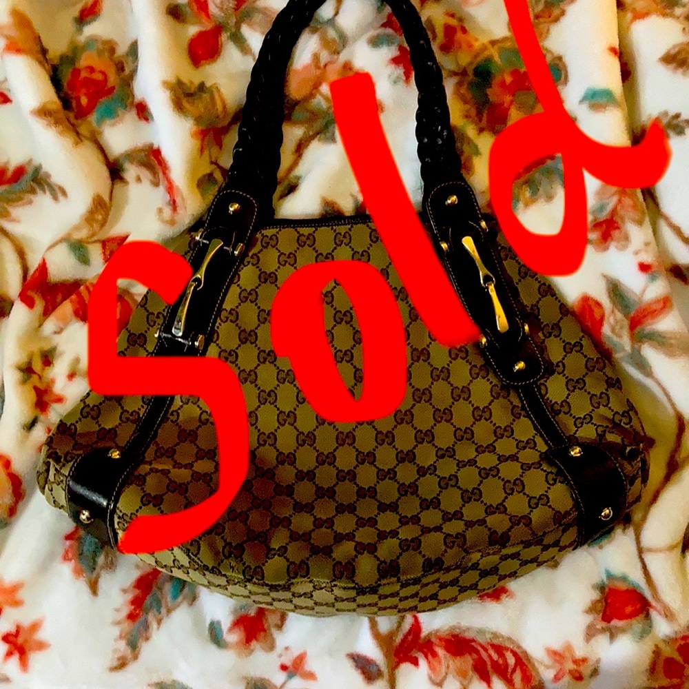 Gucci monogram canvas & leather bag